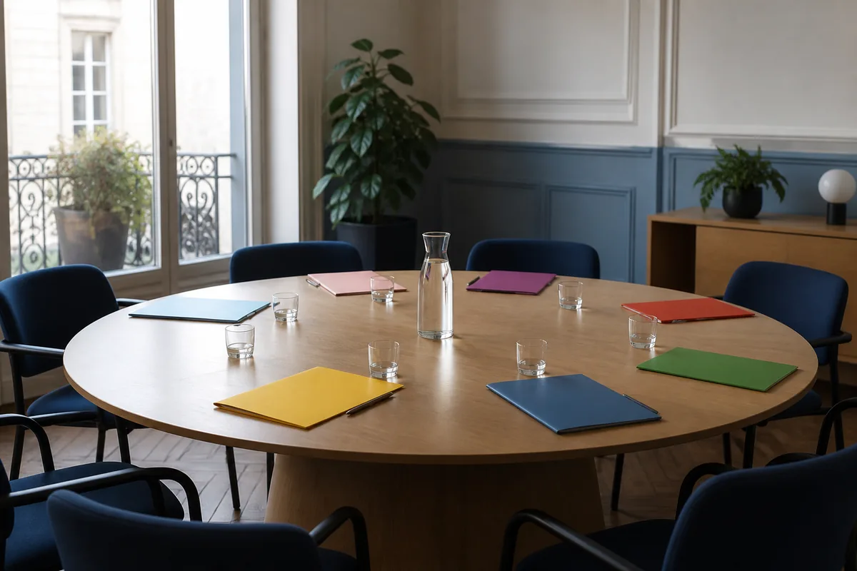 Table ronde préparée pour une discussion civique pluraliste